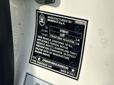 2018 Maserati GranTurismo Sport